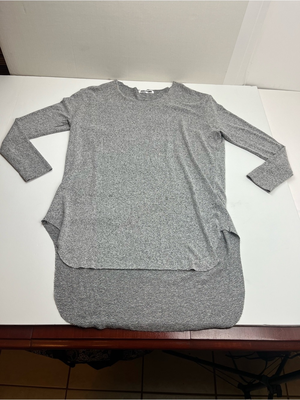 Joah Brown Heather Gray Longline Layered Tunic Long Sleeve Womens One Size FLAW